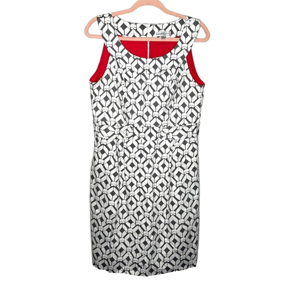 Robbie Bee grey white sleeveless dress size 10